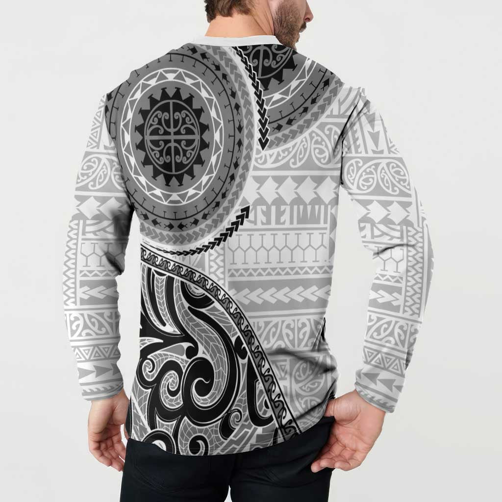 New Zealand White Maori Koru Simple Style Button Sweatshirt