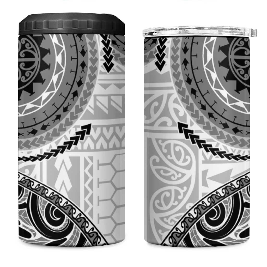 New Zealand White Maori Koru Simple Style 4 in 1 Can Cooler Tumbler LT05 One Size: 16 oz White - Polynesian Pride