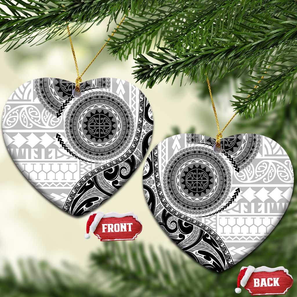 New Zealand White Maori Koru Simple Style Ceramic Ornament LT05 Heart White - Polynesian Pride