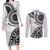 New Zealand White Maori Koru Simple Style Couples Matching Long Sleeve Bodycon Dress and Long Sleeve Button Shirt