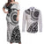 New Zealand White Maori Koru Simple Style Couples Matching Off Shoulder Maxi Dress and Long Sleeve Button Shirt