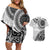 New Zealand White Maori Koru Simple Style Couples Matching Off Shoulder Short Dress and Hawaiian Shirt