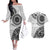 New Zealand White Maori Koru Simple Style Couples Matching Off The Shoulder Long Sleeve Dress and Hawaiian Shirt