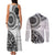 New Zealand White Maori Koru Simple Style Couples Matching Tank Maxi Dress and Long Sleeve Button Shirt