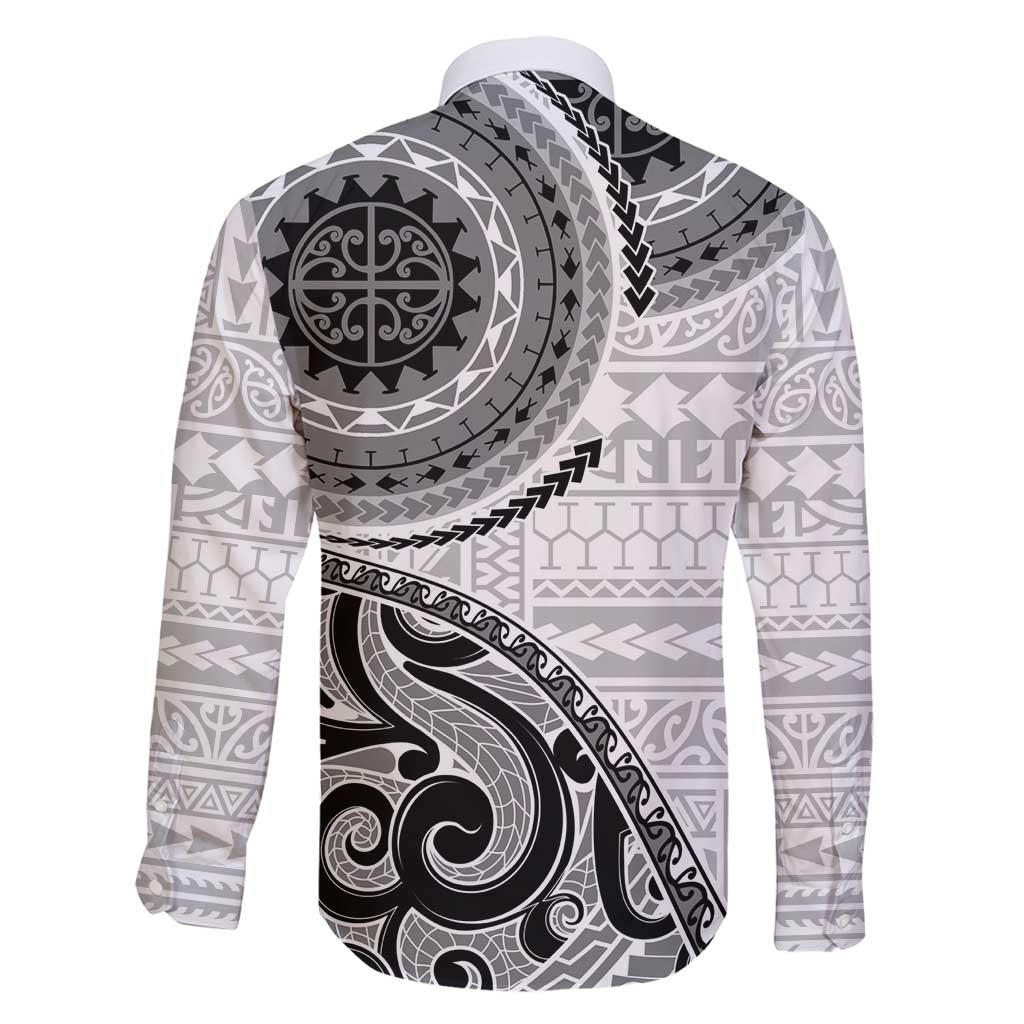 New Zealand White Maori Koru Simple Style Family Matching Off Shoulder Maxi Dress and Hawaiian Shirt