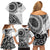 New Zealand White Maori Koru Simple Style Family Matching Off Shoulder Short Dress and Hawaiian Shirt