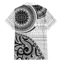 New Zealand White Maori Koru Simple Style Family Matching Off Shoulder Short Dress and Hawaiian Shirt LT05 - Polynesian Pride