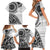 New Zealand White Maori Koru Simple Style Family Matching Short Sleeve Bodycon Dress and Hawaiian Shirt