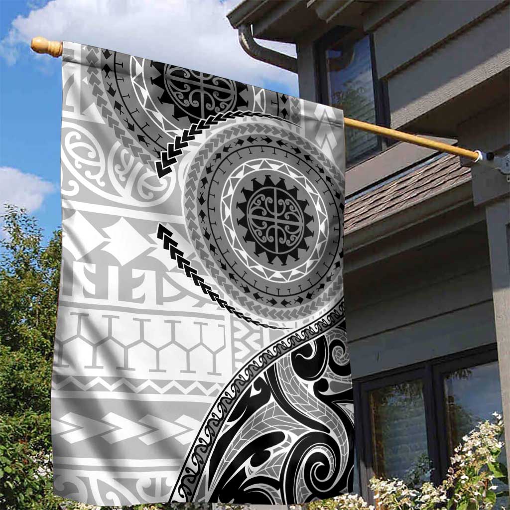 New Zealand White Maori Koru Simple Style Garden Flag LT05 - Polynesian Pride