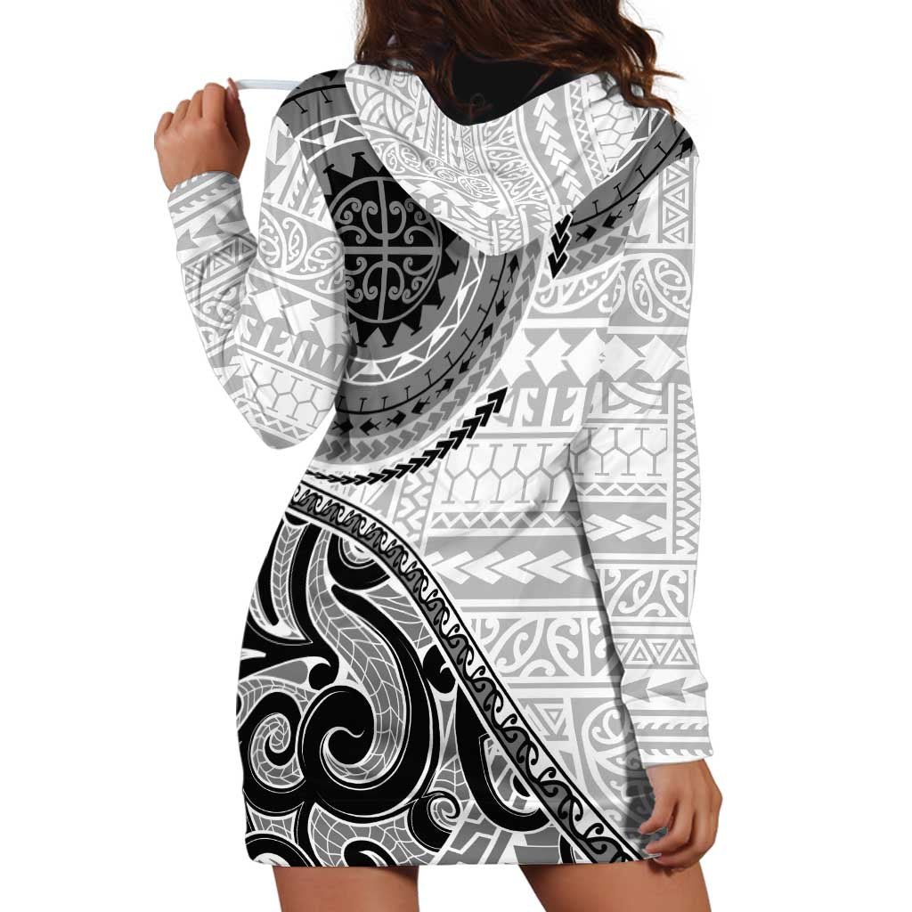 New Zealand White Maori Koru Simple Style Hoodie Dress LT05 - Polynesian Pride