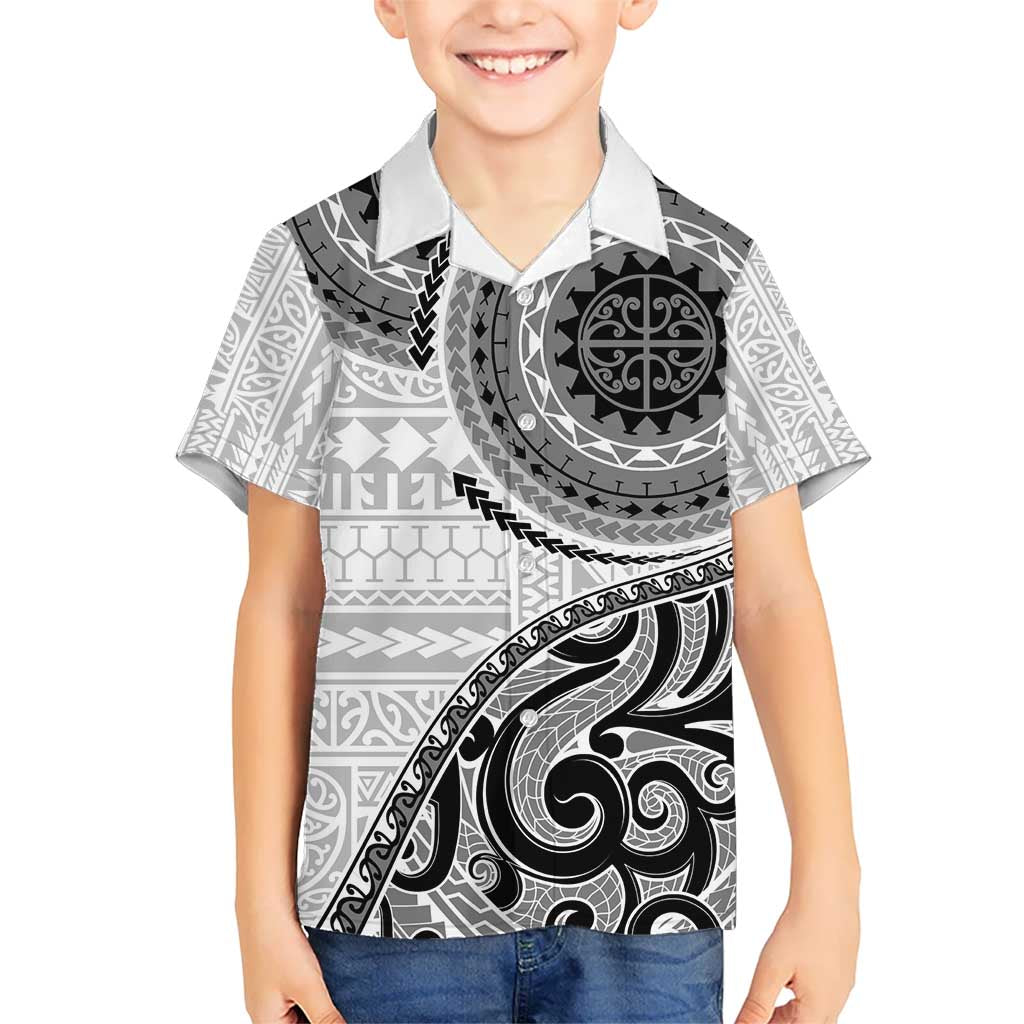 New Zealand White Maori Koru Simple Style Kid Hawaiian Shirt