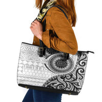 New Zealand White Maori Koru Simple Style Leather Tote Bag LT05 White - Polynesian Pride