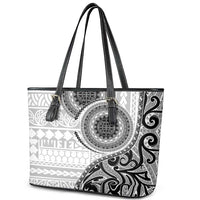 New Zealand White Maori Koru Simple Style Leather Tote Bag LT05 - Polynesian Pride