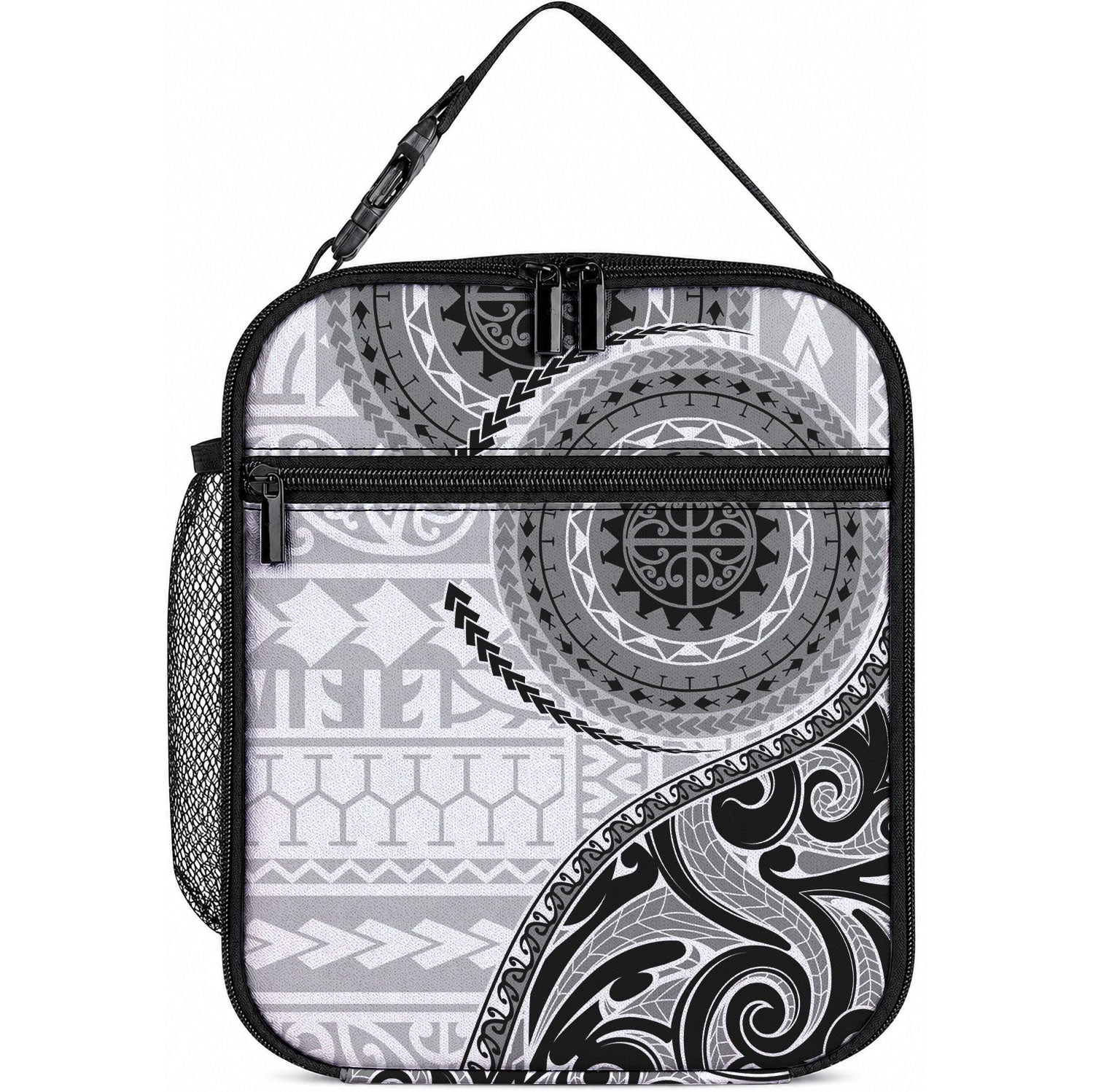 New Zealand White Maori Koru Simple Style Lunch Bag LT05 10.2 × 8.3 × 4.3 inch White - Polynesian Pride
