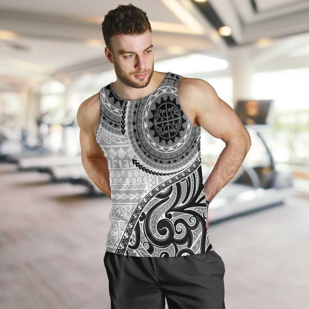 New Zealand White Maori Koru Simple Style Men Tank Top LT05 White - Polynesian Pride