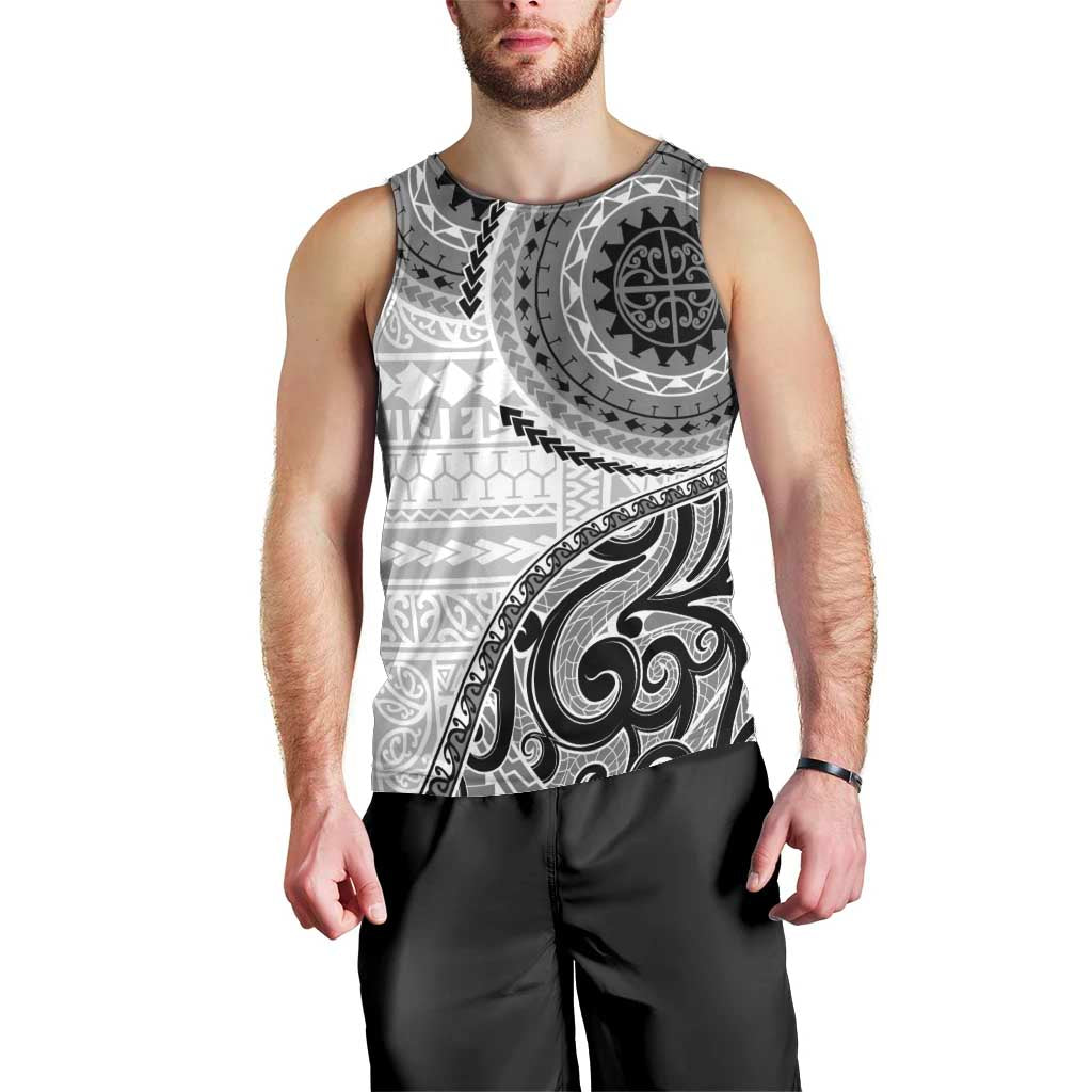 New Zealand White Maori Koru Simple Style Men Tank Top LT05 - Polynesian Pride