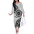 New Zealand White Maori Koru Simple Style Off The Shoulder Long Sleeve Dress