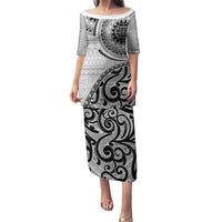New Zealand White Maori Koru Simple Style Puletasi LT05 Long Dress White - Polynesian Pride