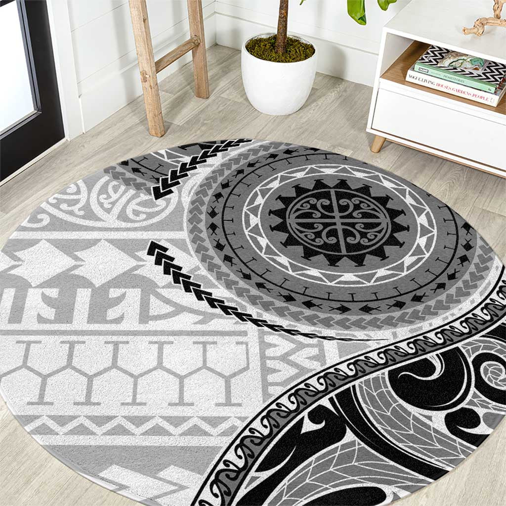 New Zealand White Maori Koru Simple Style Round Carpet