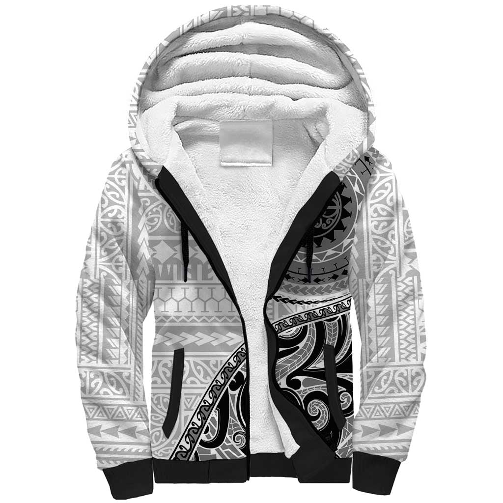 New Zealand White Maori Koru Simple Style Sherpa Hoodie LT05 Unisex White - Polynesian Pride