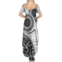 New Zealand White Maori Koru Simple Style Summer Maxi Dress LT05 - Polynesian Pride