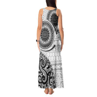 New Zealand White Maori Koru Simple Style Tank Maxi Dress LT05 - Polynesian Pride