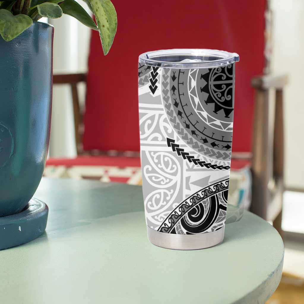 New Zealand White Maori Koru Simple Style Tumbler Cup LT05 - Polynesian Pride