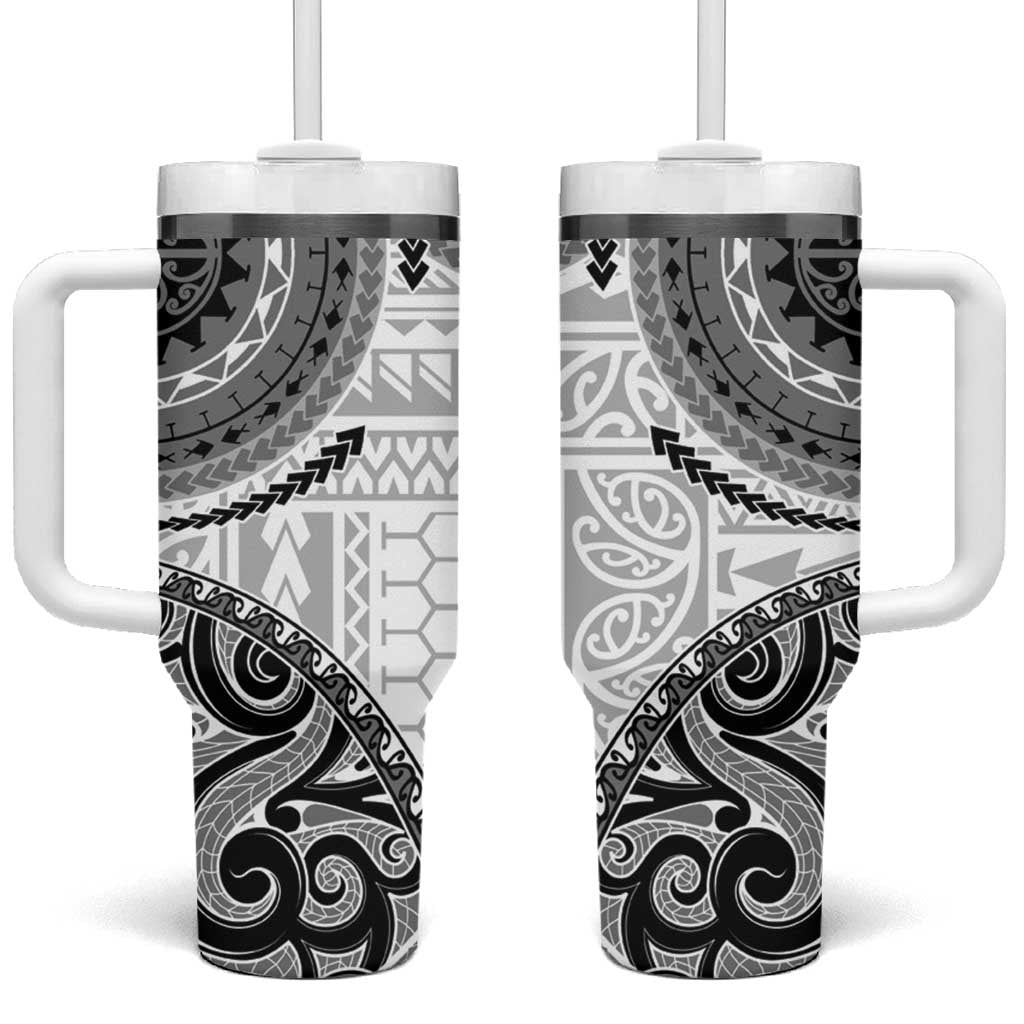 New Zealand White Maori Koru Simple Style Tumbler With Handle LT05 One Size: 40 oz White - Polynesian Pride