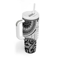 New Zealand White Maori Koru Simple Style Tumbler With Handle LT05 - Polynesian Pride