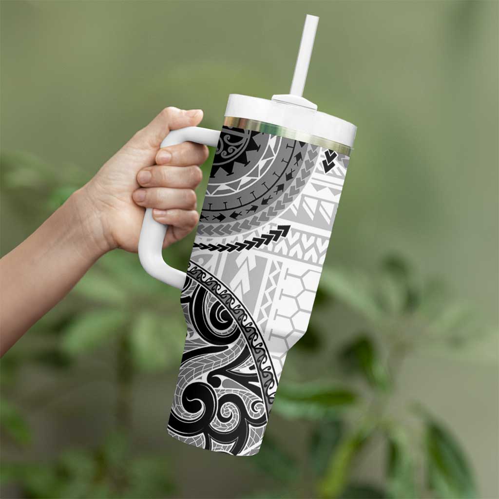 New Zealand White Maori Koru Simple Style Tumbler With Handle LT05 - Polynesian Pride