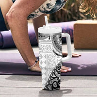 New Zealand White Maori Koru Simple Style Tumbler With Handle LT05 - Polynesian Pride