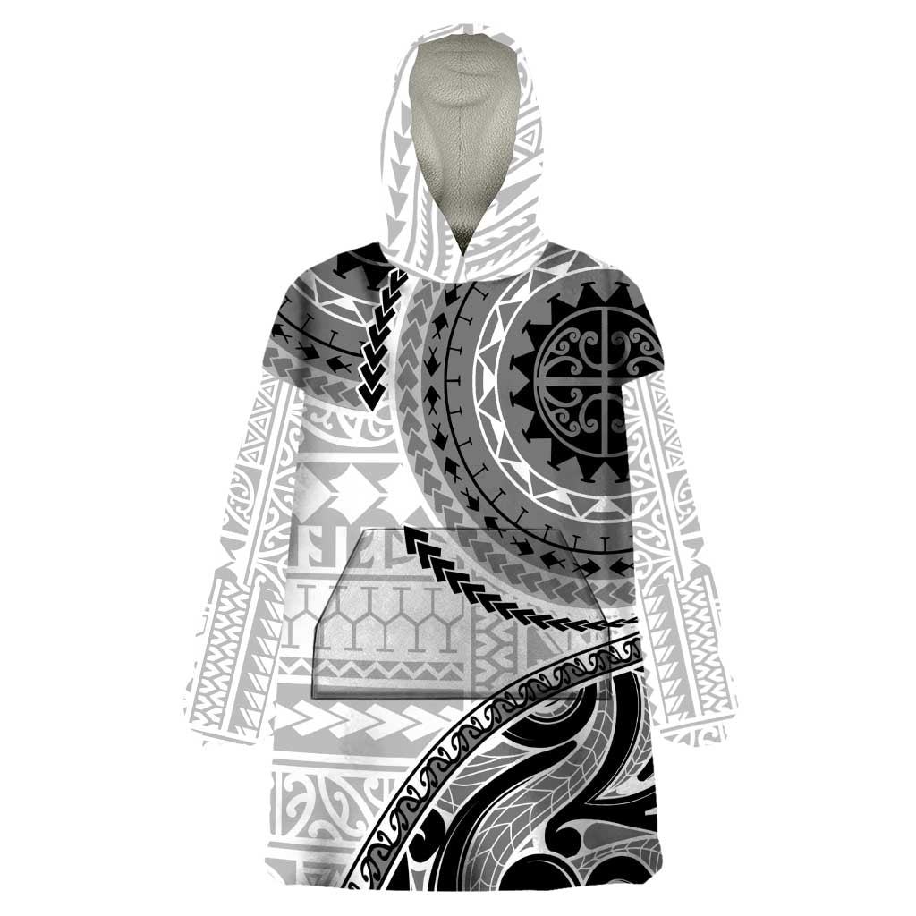 New Zealand White Maori Koru Simple Style Wearable Blanket Hoodie LT05 One Size White - Polynesian Pride