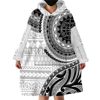 New Zealand White Maori Koru Simple Style Wearable Blanket Hoodie LT05 - Polynesian Pride