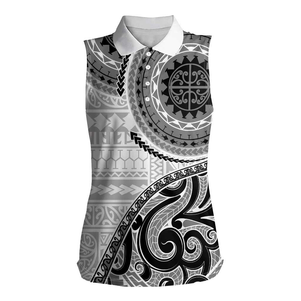 New Zealand White Maori Koru Simple Style Women Sleeveless Polo Shirt