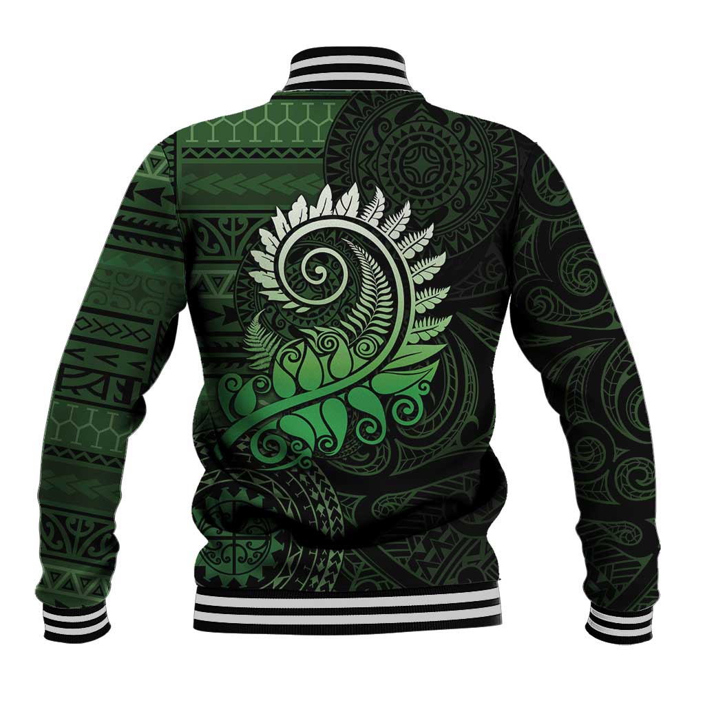 New Zealand Maori Koru Fern Baseball Jacket Spiral Polynesian Style Green LT05 - Polynesian Pride