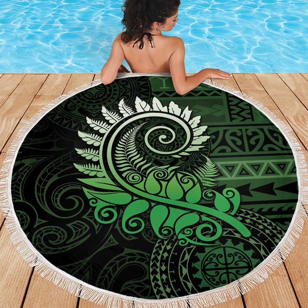 New Zealand Maori Koru Fern Beach Blanket Spiral Polynesian Style Green LT05 - Polynesian Pride