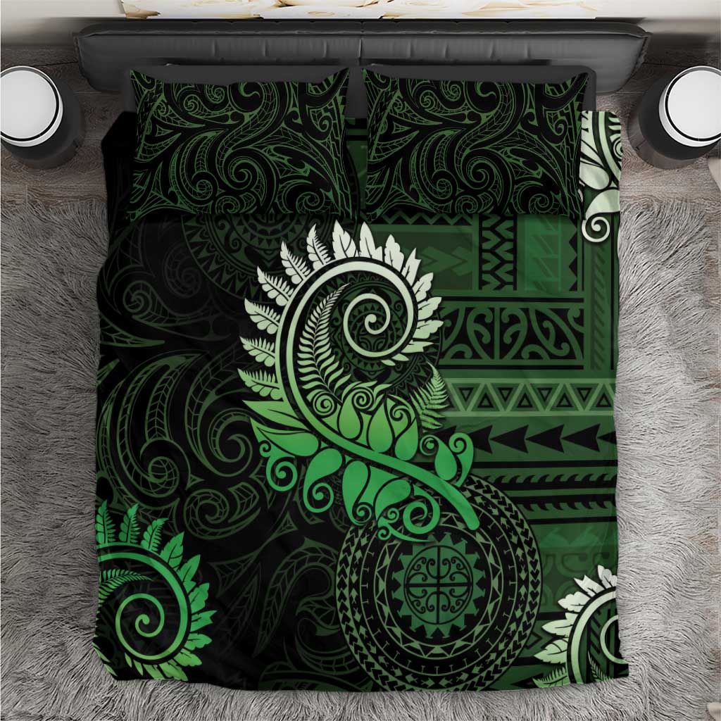 New Zealand Maori Koru Fern Bedding Set Spiral Polynesian Style Green