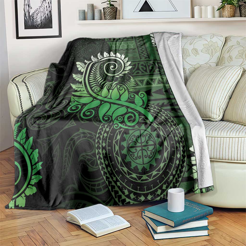 New Zealand Maori Koru Fern Blanket Spiral Polynesian Style Green LT05 Green - Polynesian Pride
