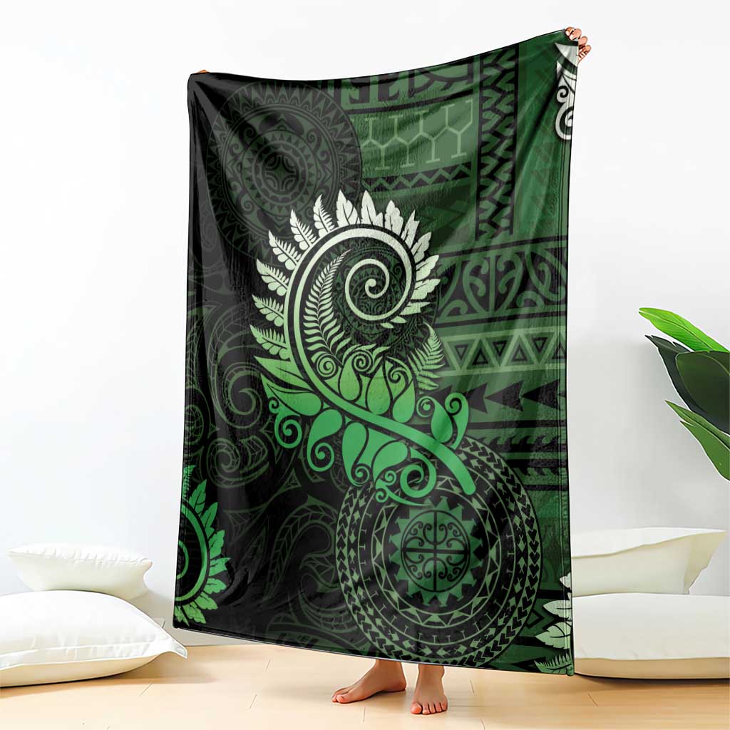 New Zealand Maori Koru Fern Blanket Spiral Polynesian Style Green LT05 - Polynesian Pride