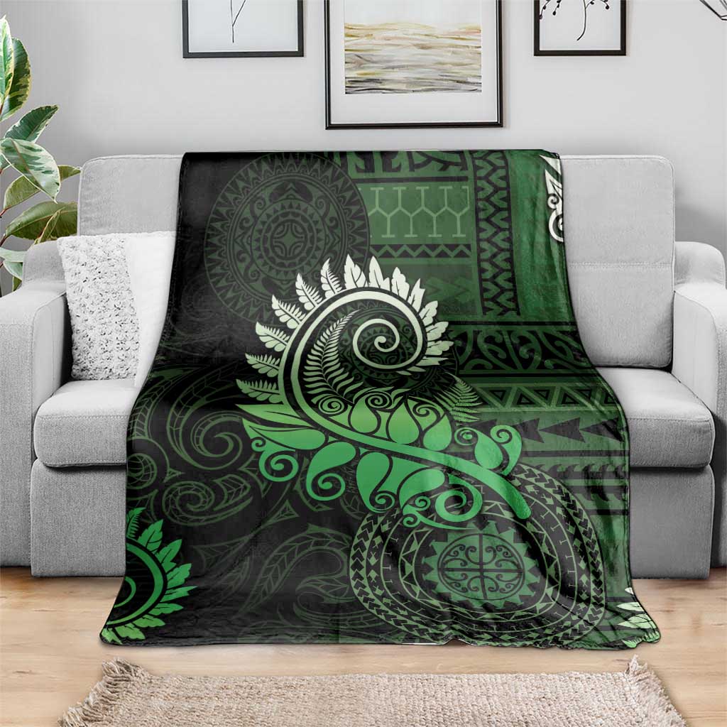 New Zealand Maori Koru Fern Blanket Spiral Polynesian Style Green LT05 - Polynesian Pride