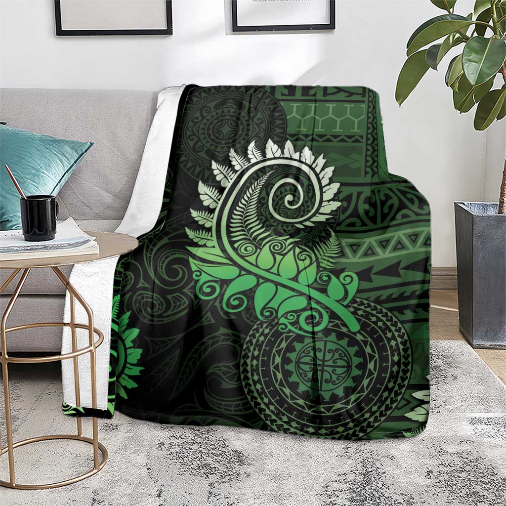 New Zealand Maori Koru Fern Blanket Spiral Polynesian Style Green LT05 - Polynesian Pride