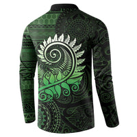 New Zealand Maori Koru Fern Button Sweatshirt Spiral Polynesian Style Green LT05 - Polynesian Pride