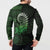 New Zealand Maori Koru Fern Button Sweatshirt Spiral Polynesian Style Green