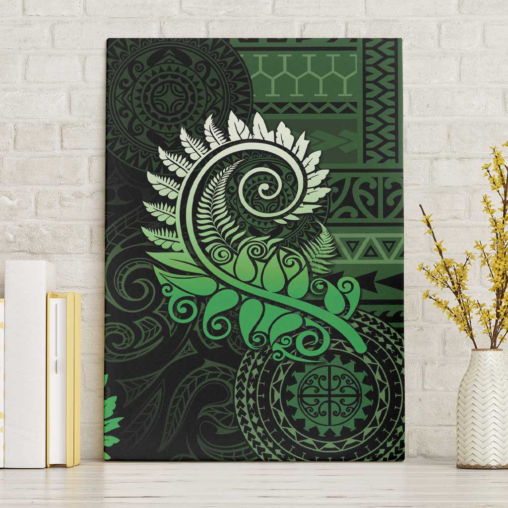 New Zealand Maori Koru Fern Canvas Wall Art Spiral Polynesian Style Green