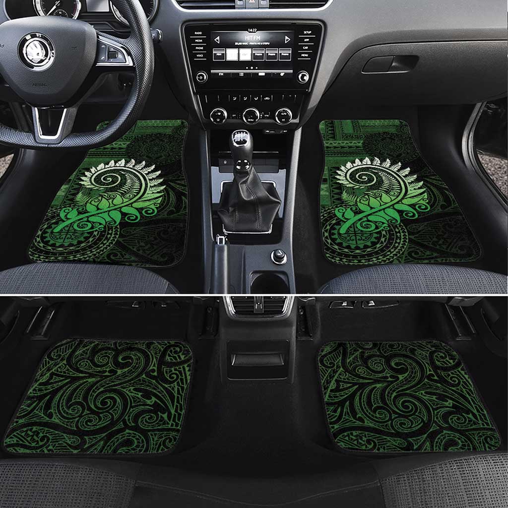New Zealand Maori Koru Fern Car Mats Spiral Polynesian Style Green LT05 Set 4pcs Green - Polynesian Pride