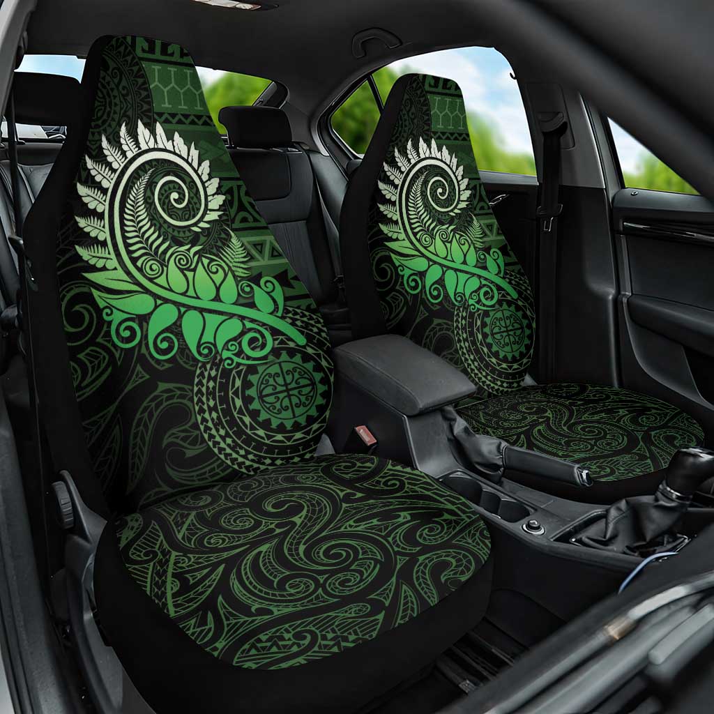 New Zealand Maori Koru Fern Car Seat Cover Spiral Polynesian Style Green