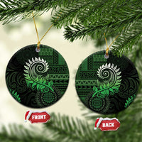 New Zealand Maori Koru Fern Ceramic Ornament Spiral Polynesian Style Green