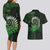 New Zealand Maori Koru Fern Couples Matching Long Sleeve Bodycon Dress and Hawaiian Shirt Spiral Polynesian Style Green