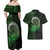 New Zealand Maori Koru Fern Couples Matching Off Shoulder Maxi Dress and Hawaiian Shirt Spiral Polynesian Style Green