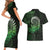 New Zealand Maori Koru Fern Couples Matching Short Sleeve Bodycon Dress and Hawaiian Shirt Spiral Polynesian Style Green